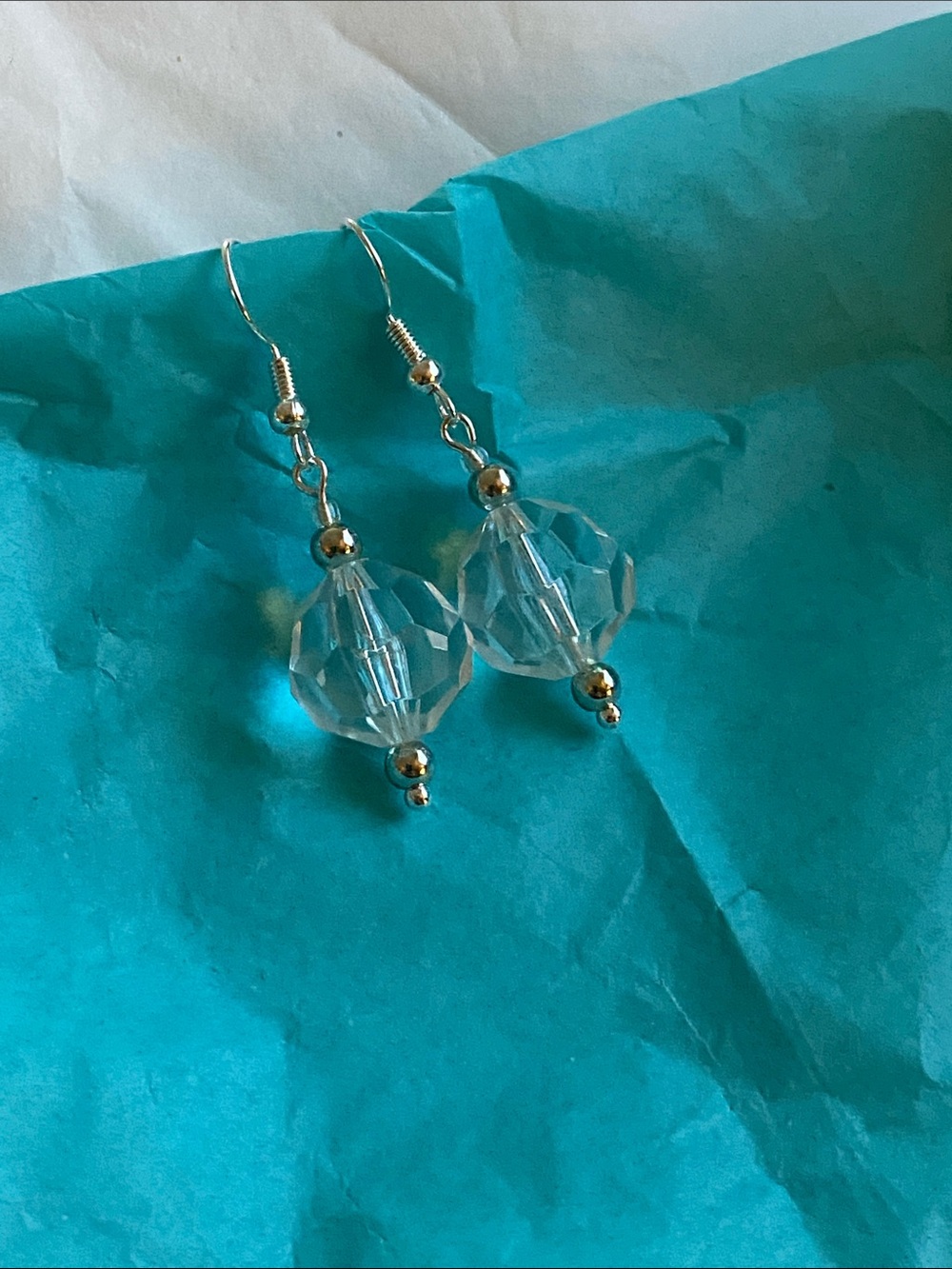 Clear Crystal Bead Drop Earrings - Good Vibes Only